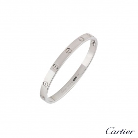 Cartier 18k White Gold Love Bracelet Size 18 B6035418